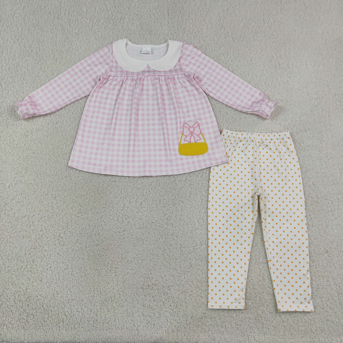 Sibling Baby Girls Embroidery Bow Candy Pink Checked Thanksgivings Clothes Set Rompers