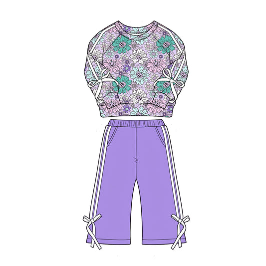 Baby Girls Ghost Smile Flowers Top Pockets Flare Pant Halloween Clothes Sets Preorder
