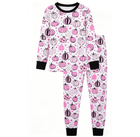 Baby Girls Flowers Pumpkins Top Pant Fall Pajamas Sets Preorder