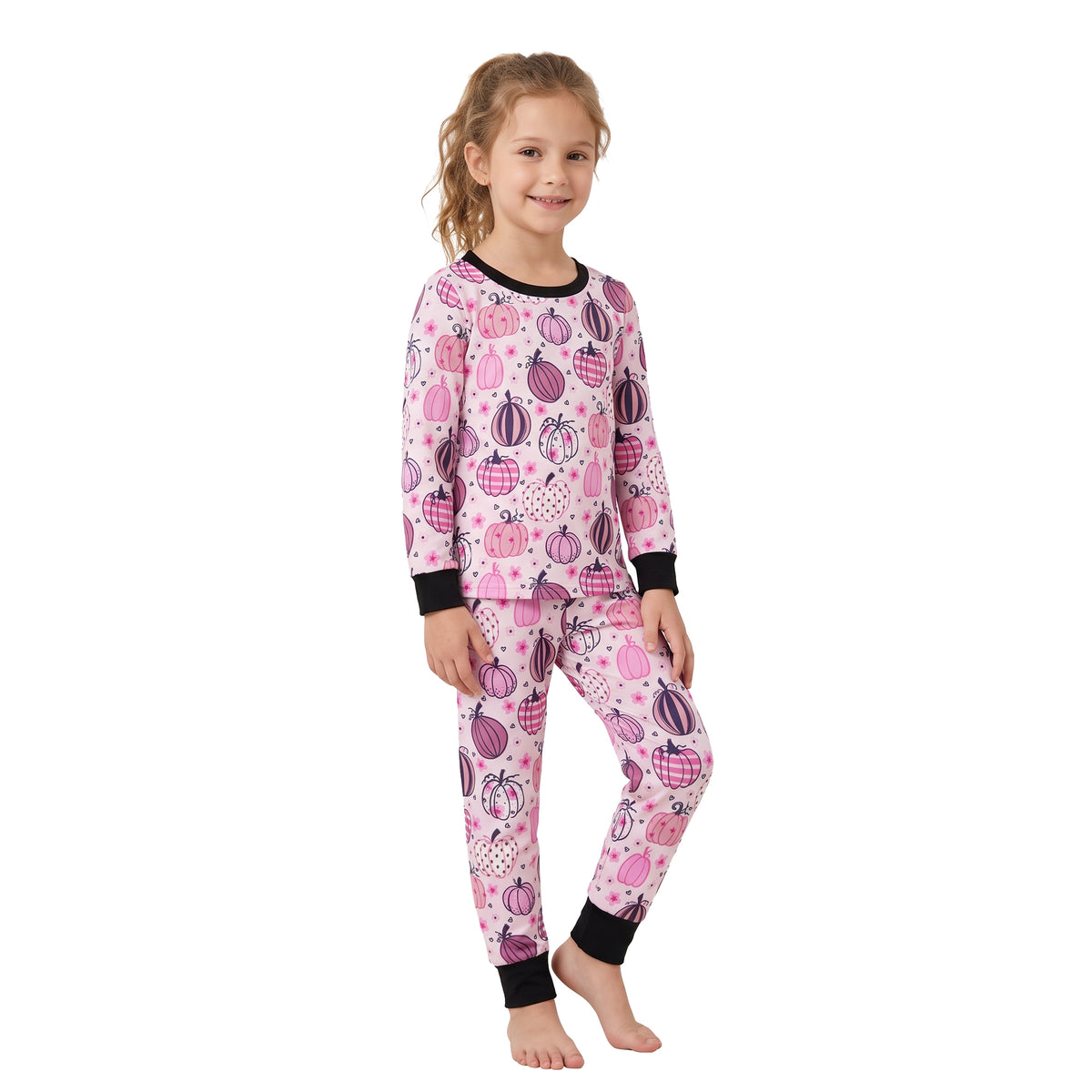 Baby Girls Flowers Pumpkins Top Pant Fall Pajamas Sets
