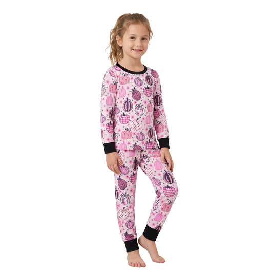 Baby Girls Flowers Pumpkins Top Pant Fall Pajamas Sets