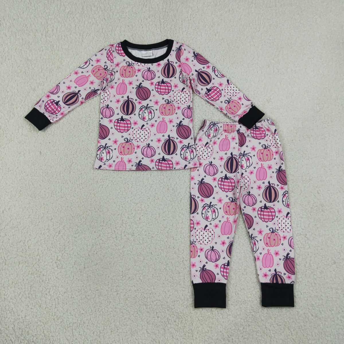 Baby Girls Flowers Pumpkins Top Pant Fall Pajamas Sets