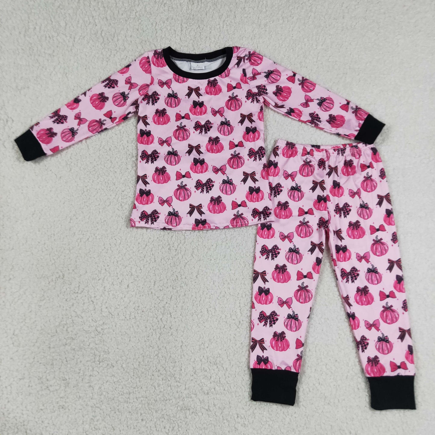 Sibling Baby Girls Long Sleeves Flowers Pumpkins Top Pant Fall Pajamas Sets