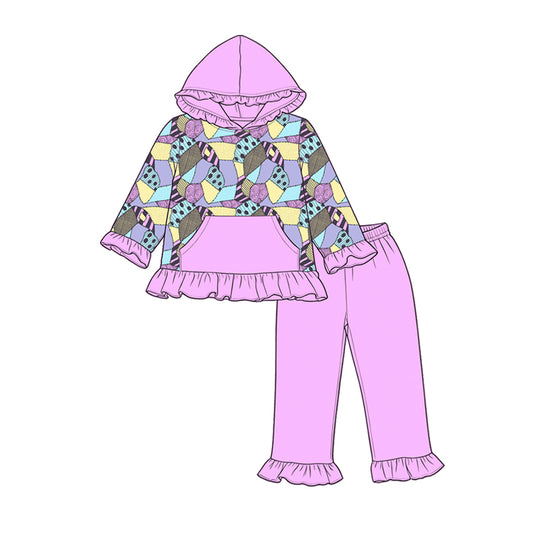 Baby Girls Halloween Magic Patchwork Pocket Hoodies Ruffle Pant Cloths Sets Preorder