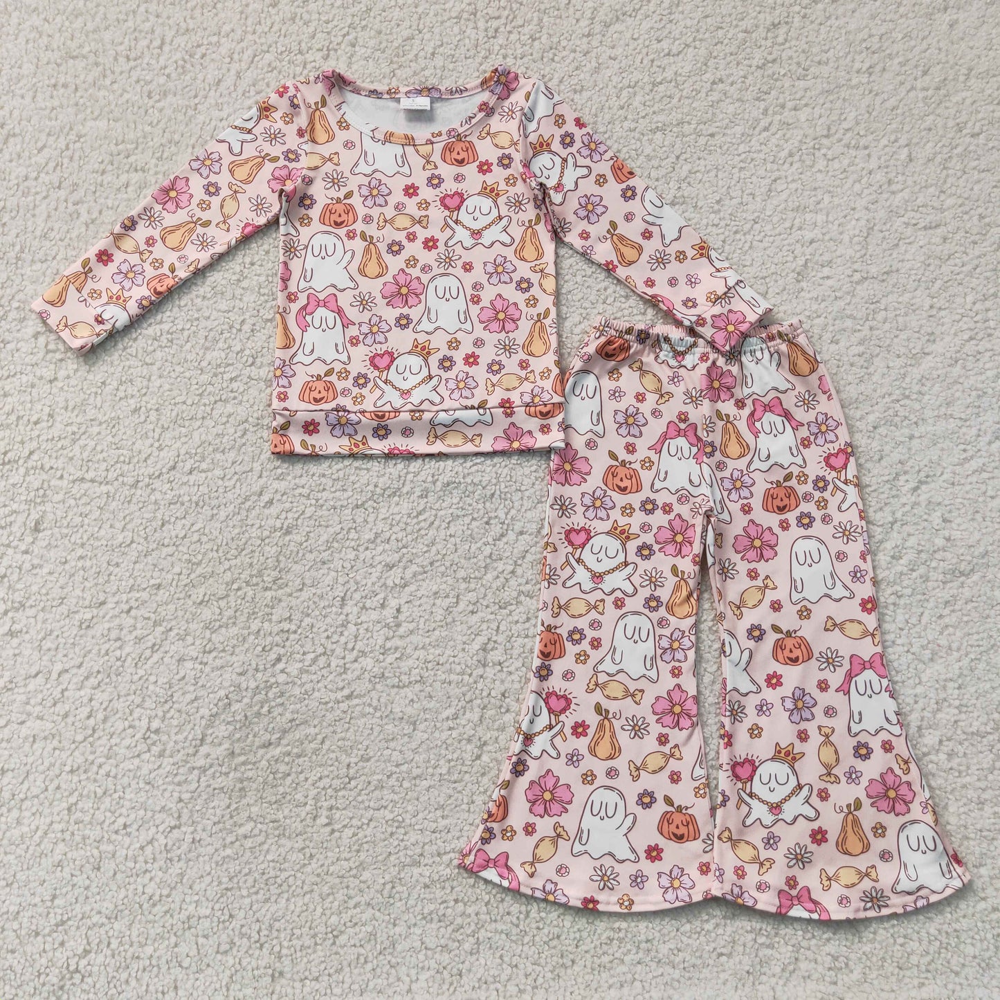 Sibling Baby Girls Halloween Fall Shirt Top Flare Pants Clothes Sets