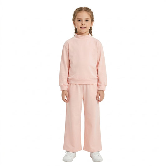 Baby Girls Light Pink Long Sleeve Top Pockets Flare Pant Fall Pajamas Clothes Sets