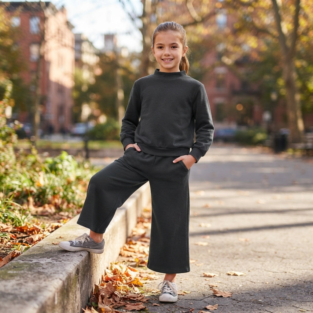 Baby Girls Black Choker Shirt Top Pockets Flare Pant Pajamas Clothes Sets