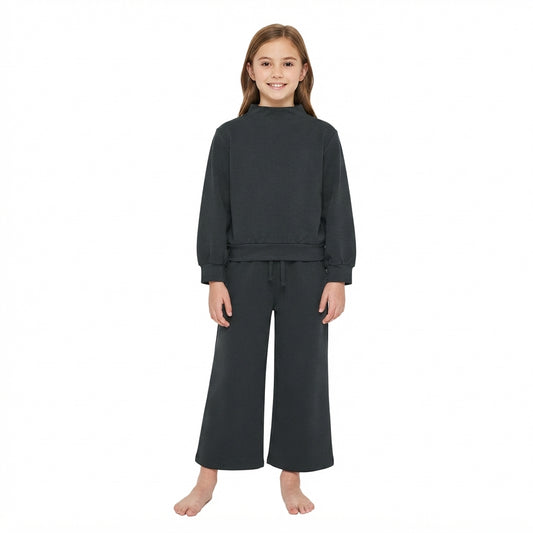 Baby Girls Black Choker Shirt Top Pockets Flare Pant Pajamas Clothes Sets