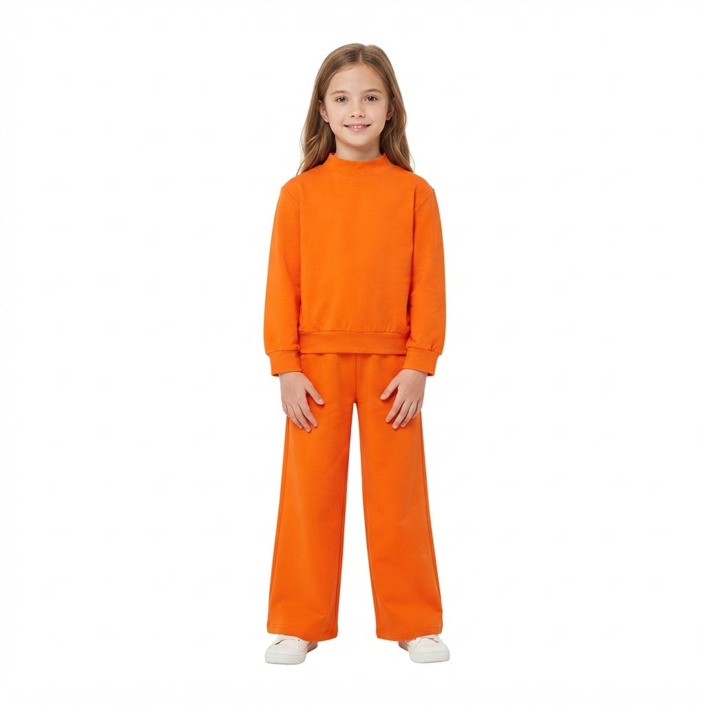 Baby Girls Orange Choker Shirt Top Pockets Flare Pant Fall Pajamas Clothes Sets