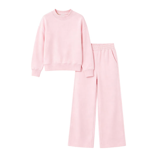 Preorder moq 5 Adult Women Light Pink Top Flare Pants Fall Pajamas Clothes Sets