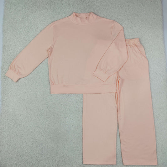 Sibling Adult Women Long Sleeve Choker Shirts Top Flare Pants Cotton Clothes Sets