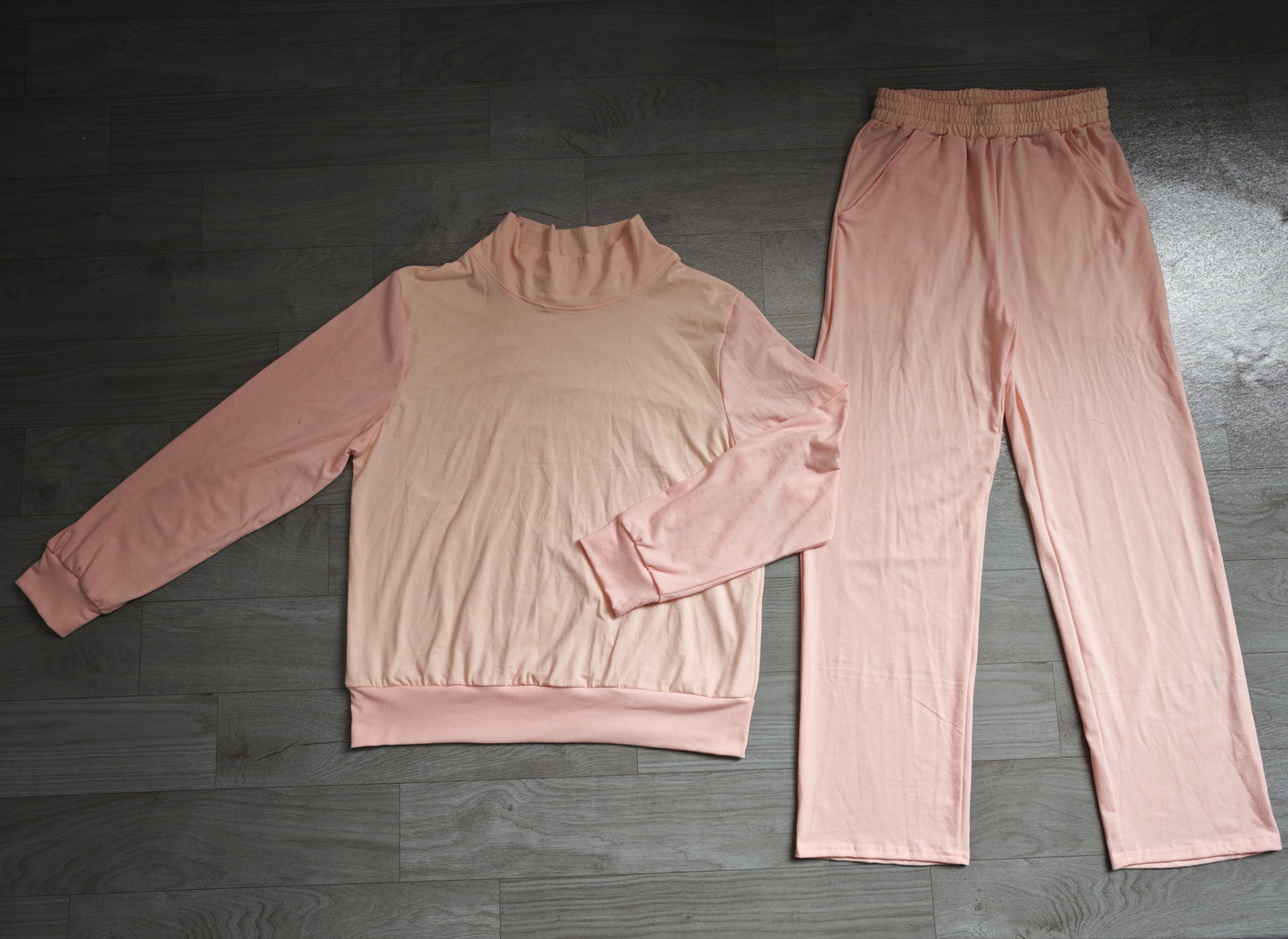 Preorder moq 5 Adult Women Light Pink Top Flare Pants Fall Pajamas Clothes Sets