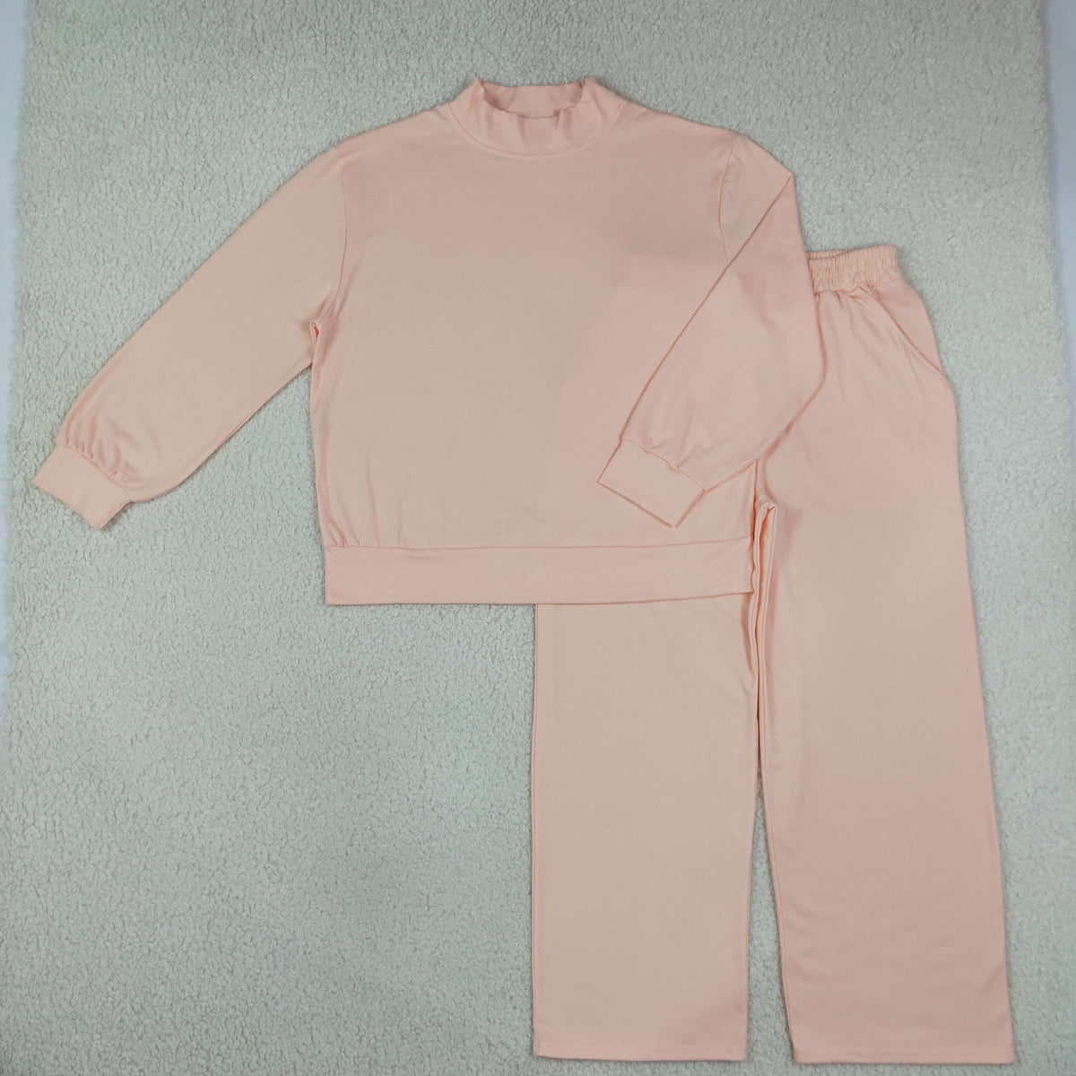 Adult Women Peach Choker Top Pockets Flare Pants Fall Pajamas Clothes Sets