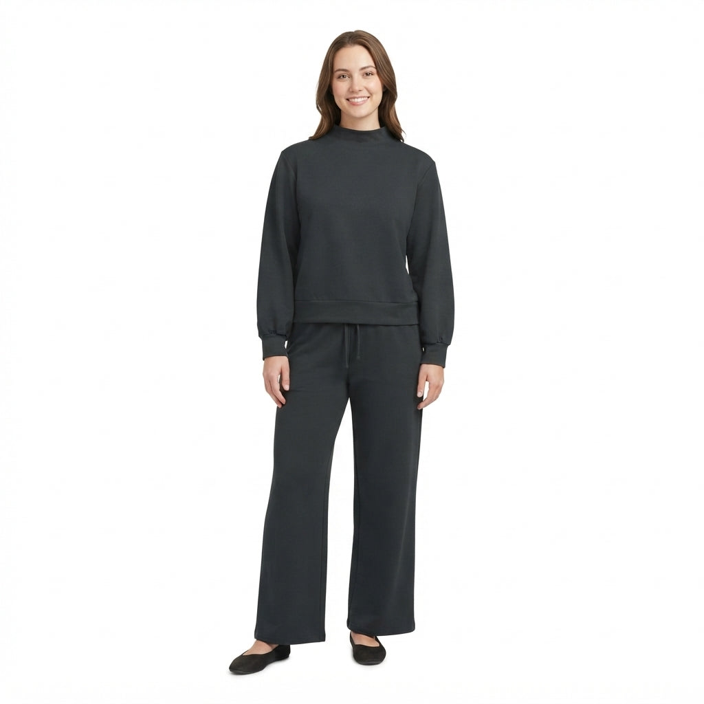 Adult Women Black Long Sleeve Top Flare Pants Fall Pajamas Clothes Sets