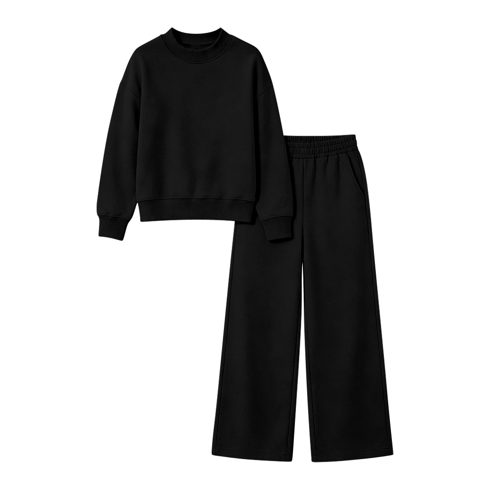 Preorder moq 5 Adult Women Black Top Flare Pants Fall Pajamas Clothes Sets