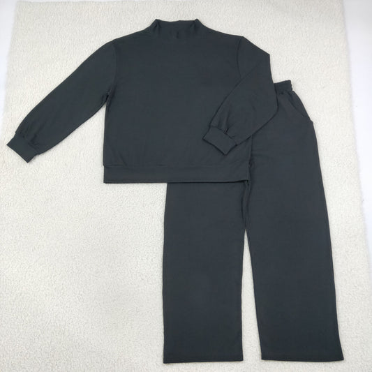 Adult Women Black Long Sleeve Top Flare Pants Fall Pajamas Clothes Sets
