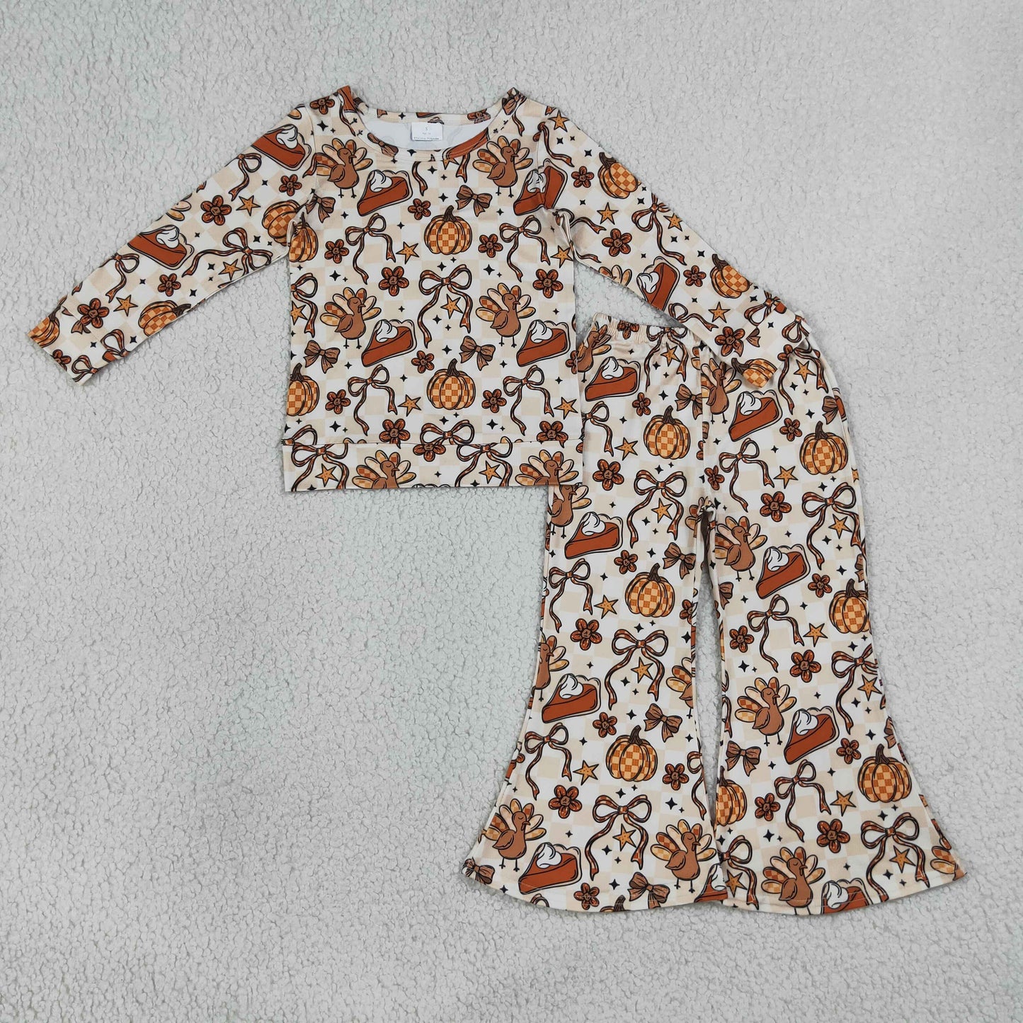 Sibling Baby Girls Halloween Fall Shirt Top Flare Pants Clothes Sets