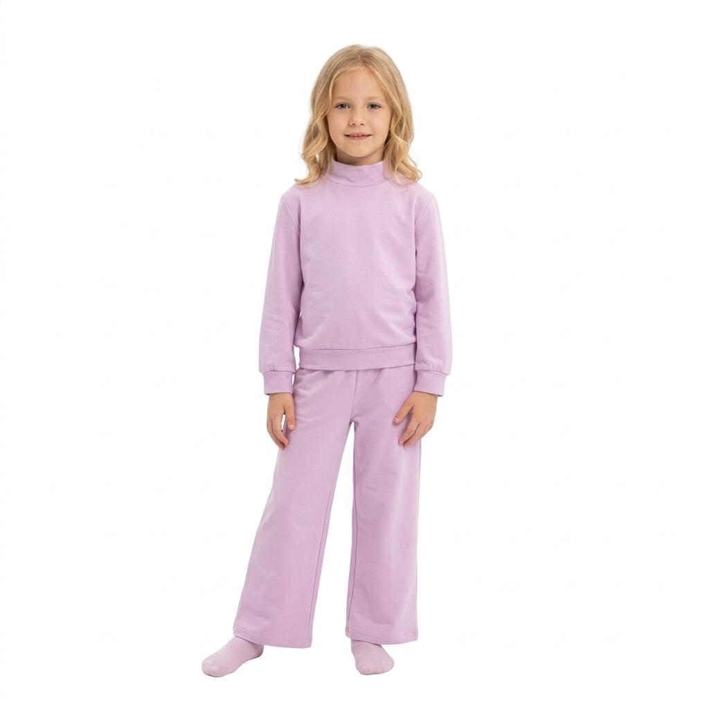 Baby Girls Lavender Long Sleeve Top Pockets Flare Pant Pajamas Clothes Set