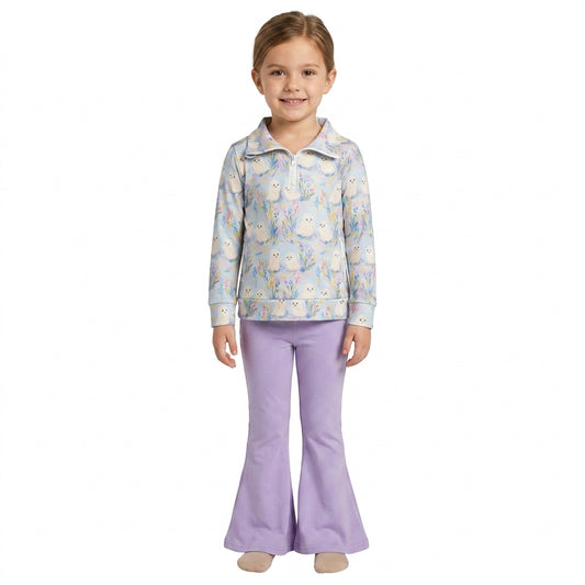 Baby Girls Ghosts Zip Pockets Pullovers Flare Pant Halloween Clothes Set