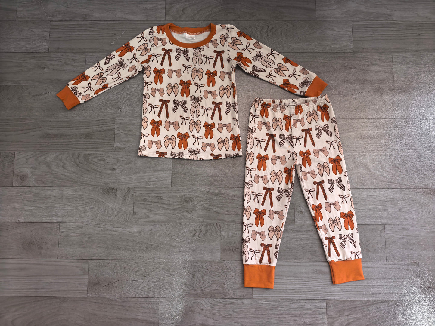 Baby Girls Bows Plaid Top Pant Fall Pajamas Sets Preorder