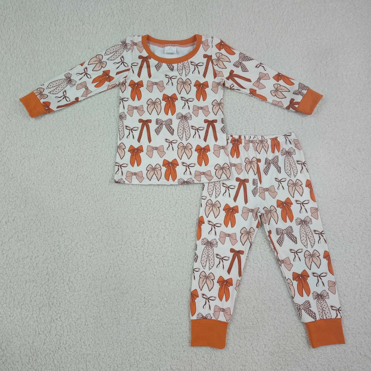 Sibling Baby Girls Fall Bows Plaid Top Pant Pajamas Set Zip Rompers