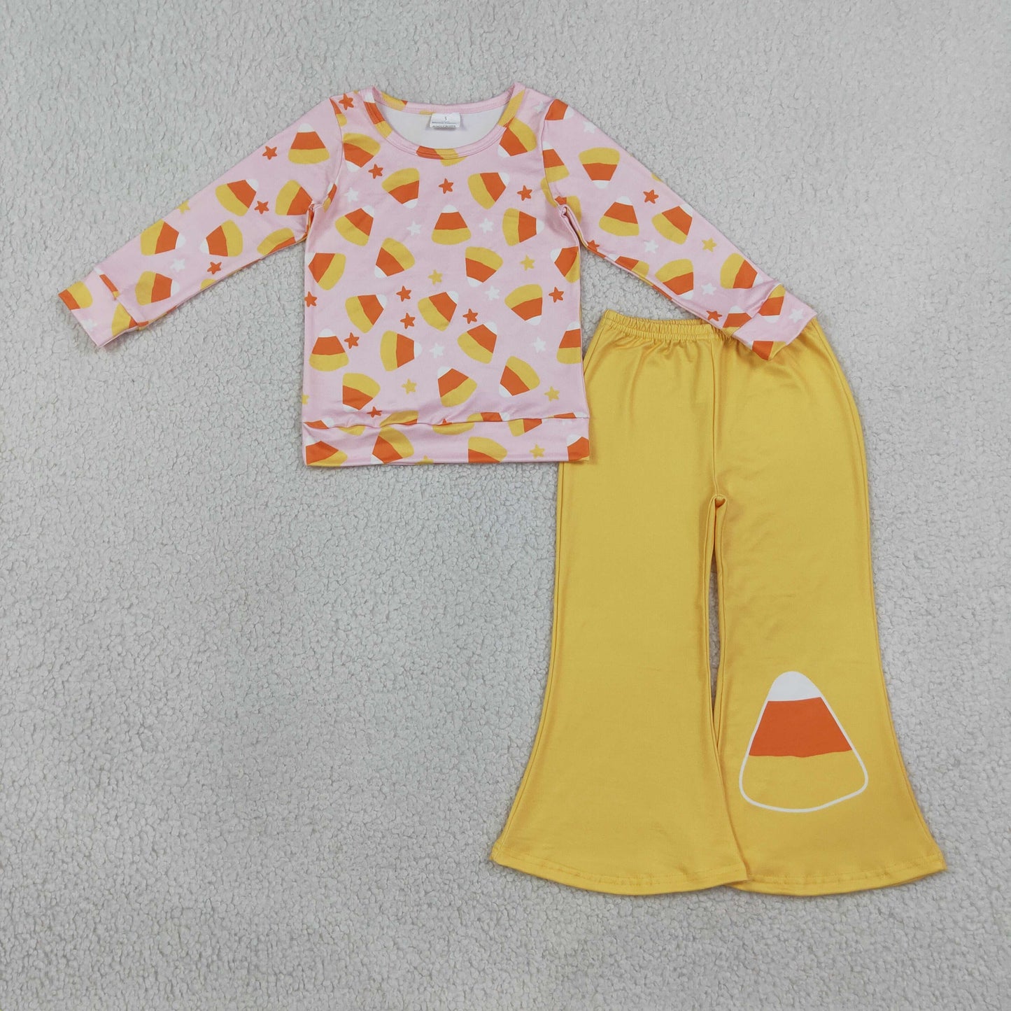 Sibling Baby Girls Bows Trees Candy Top Flare Pant Fall Christmas Clothes Sets