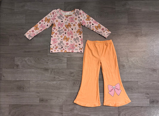 Baby Girls Bat Bows Ghosts Top Flare Pant Halloweens Clothes Sets Preorder