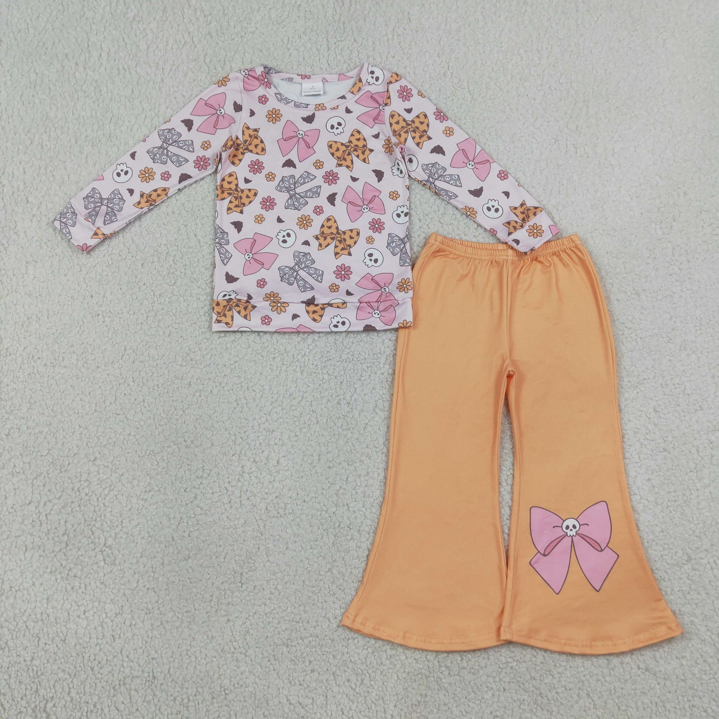 Baby Girls Bat Bows Ghosts Top Flare Pant Halloweens Clothes Sets