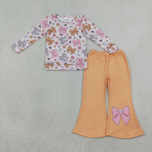 Baby Girls Bat Bows Ghosts Top Flare Pant Halloweens Clothes Sets