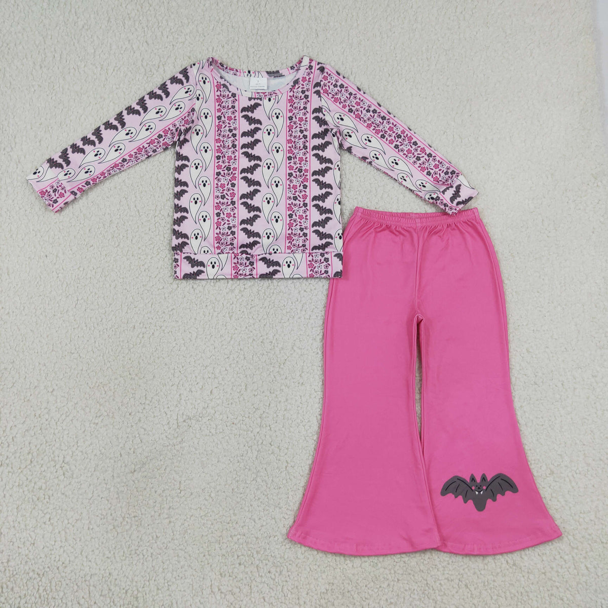Baby Girls Bat Ghosts Stripe Top Flare Pant Halloweens Clothes Sets