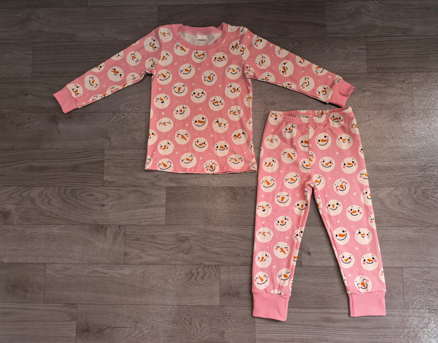 Baby Girls Pink Snowmen Top Pants Christmas Pajamas Sets Preorder