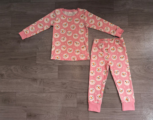Baby Girls Pink Snowmen Top Pants Christmas Pajamas Sets Preorder