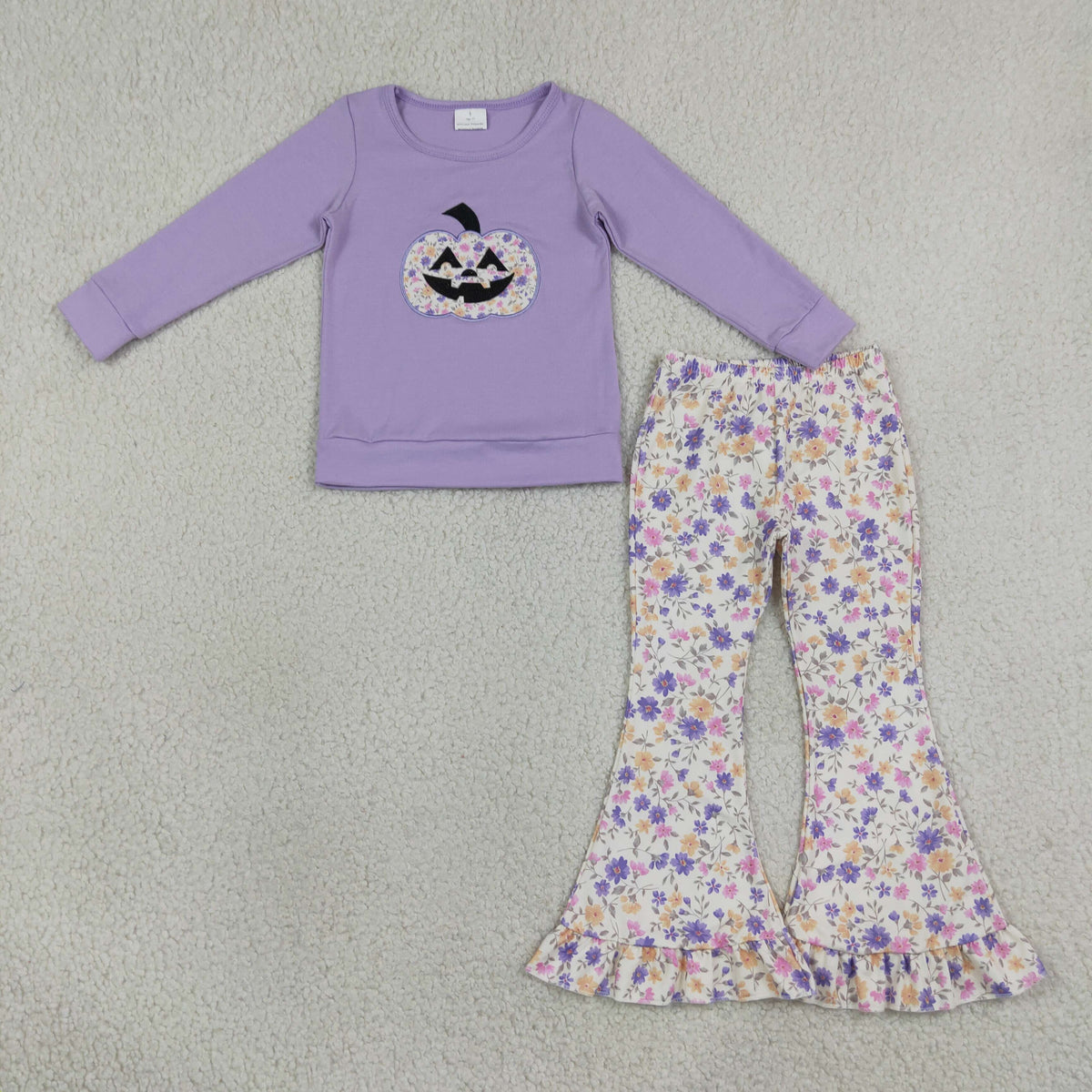 Sibling Baby Girls Embroidery Flowers Ghost Pumpkin Halloween Clothes Set Rompers