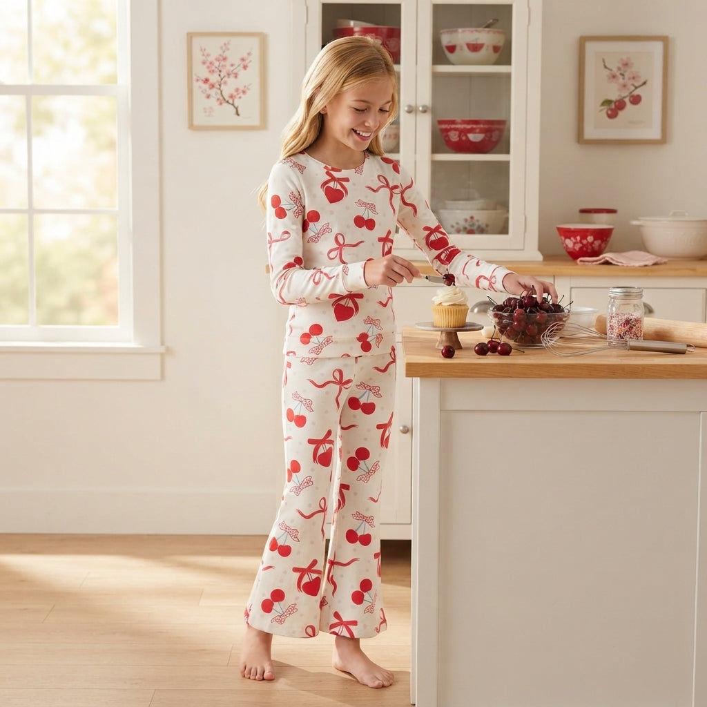 Baby Girls Heart Cheer Top Bell Bottom Pant Valentines Clothes Sets