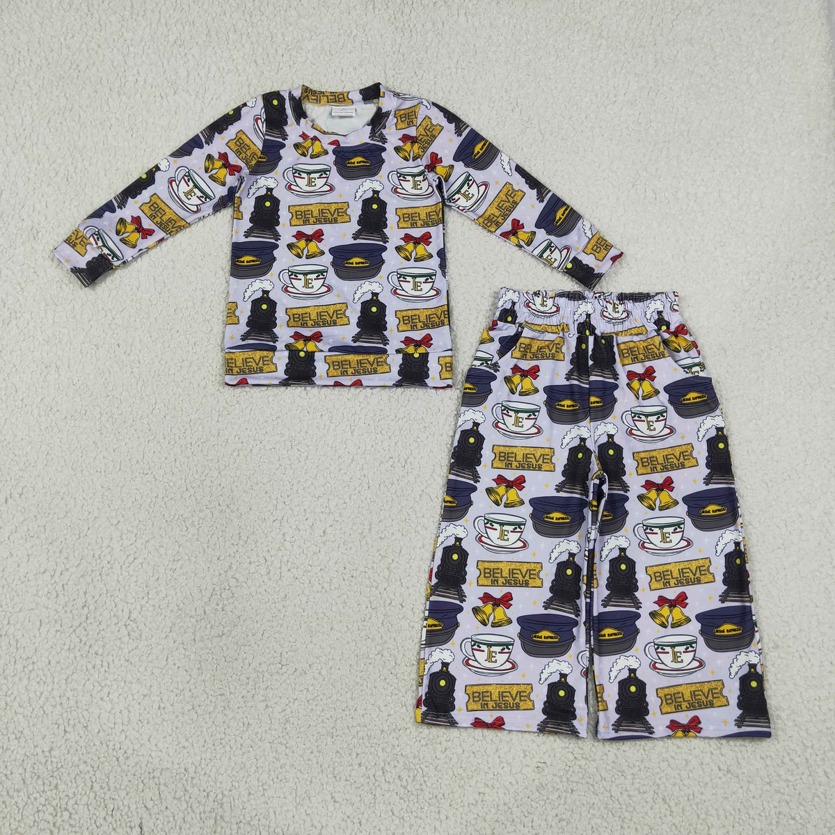 Baby Girls Believe in Jesus Top Pockets Flare Pant Clothes Set
