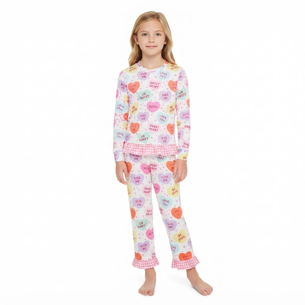 Baby Girls Sweet Hearts Top Pockets Ruffle Pant Valentines Clothes Set