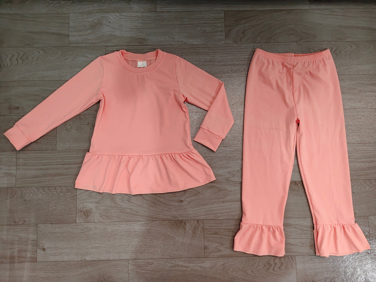 Baby Girls Pink Long Sleeve Tunic Ruffle Pant Clothes Set Preorder