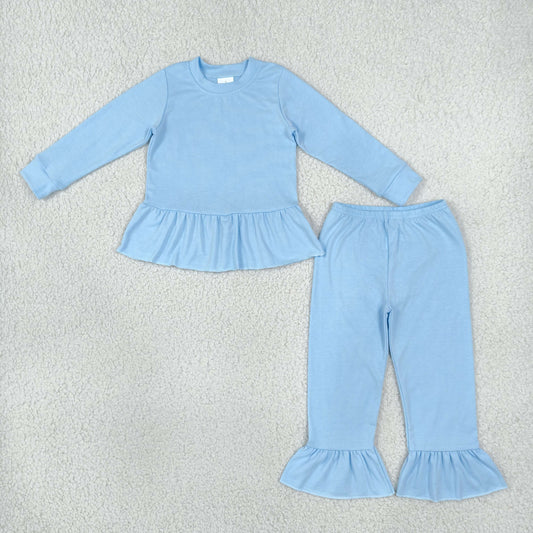 Baby Girls Light Blue Long Sleeve Tunic Ruffle Pant Clothes Set