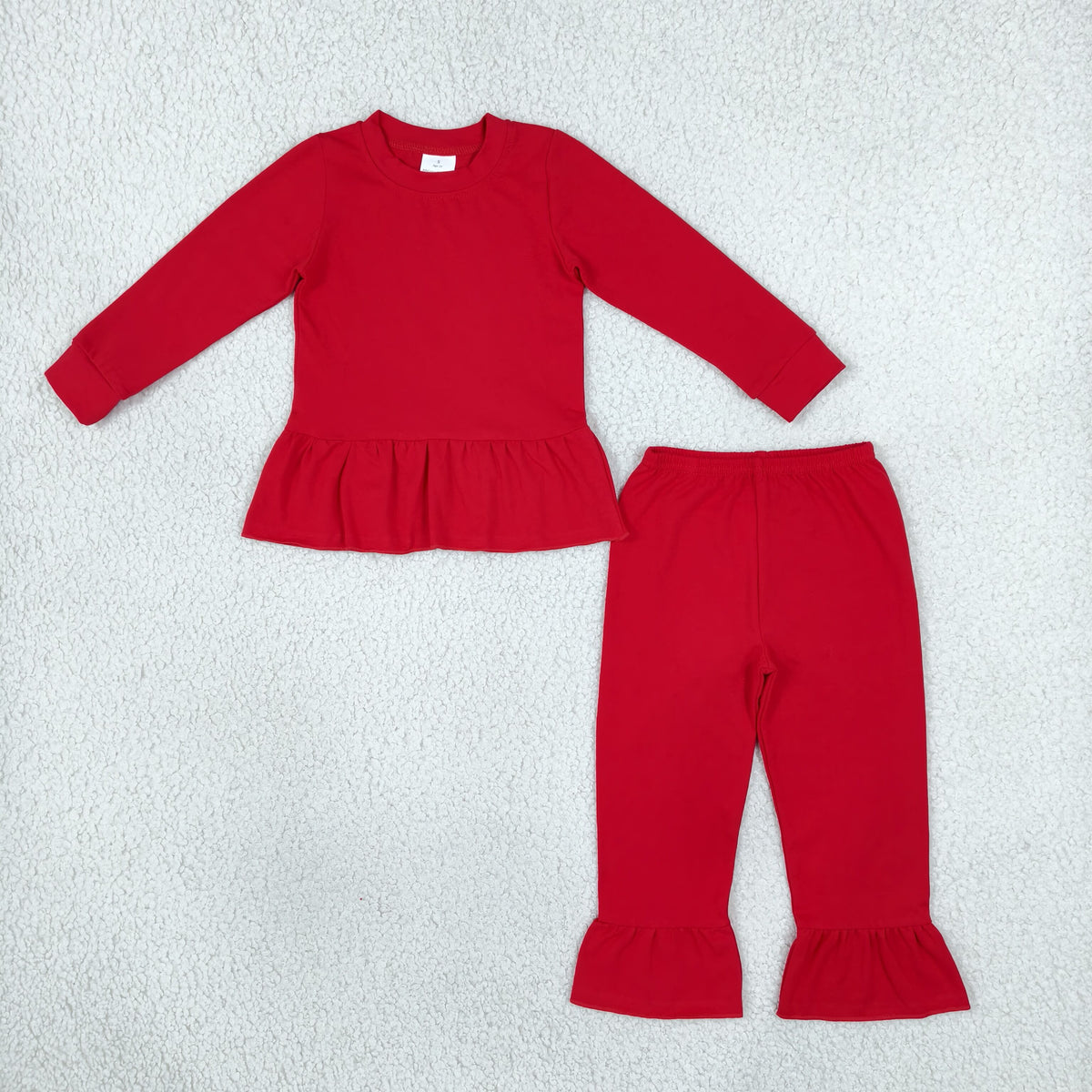 Baby Girls Red Long Sleeve Shirt Tunic Ruffle Pant Clothes Set