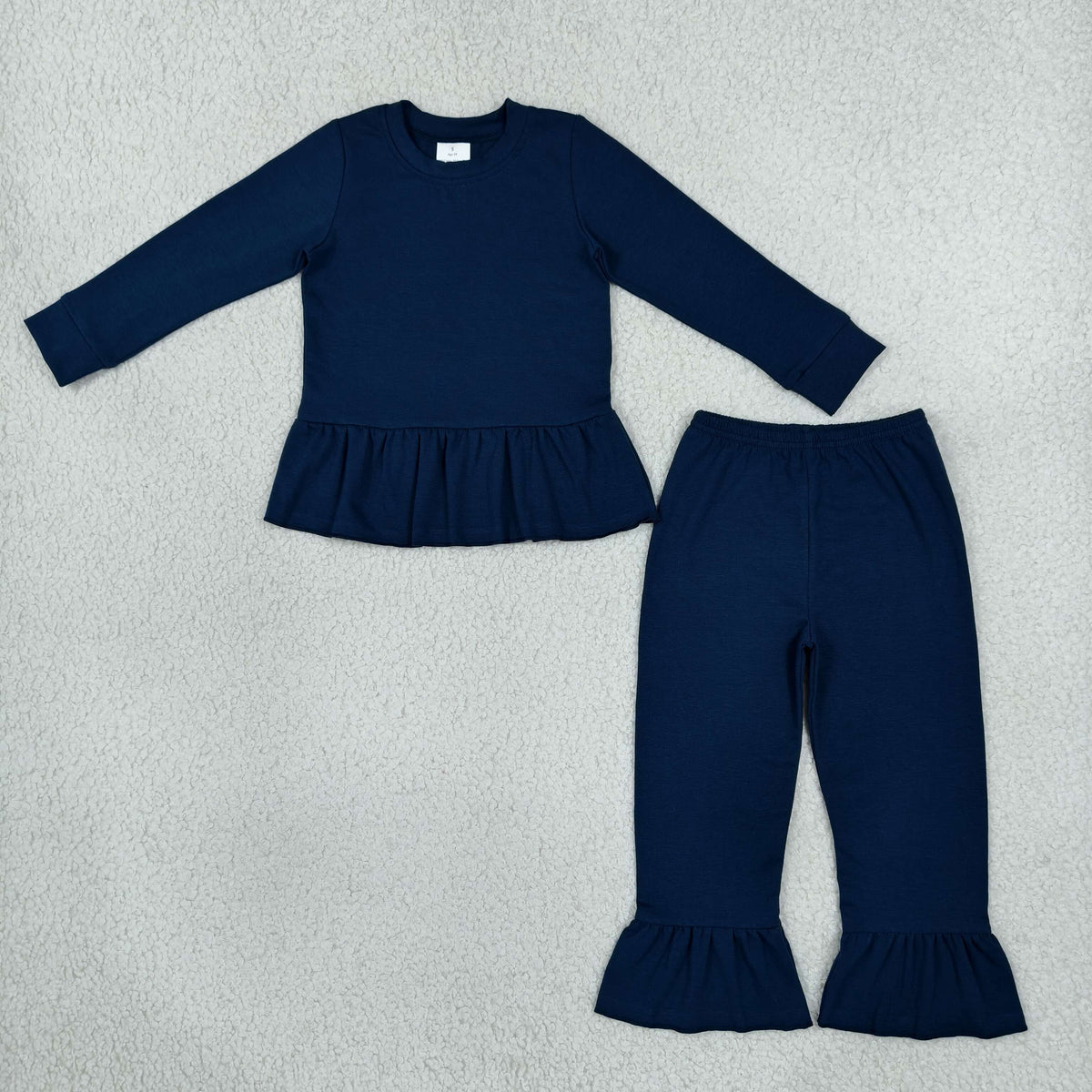Baby Girls Navy Long Sleeve Tunic Ruffle Pant Clothes Set