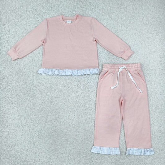 Baby Girls Light Pink Long Sleeve Top Ruffle Pant Clothes Set