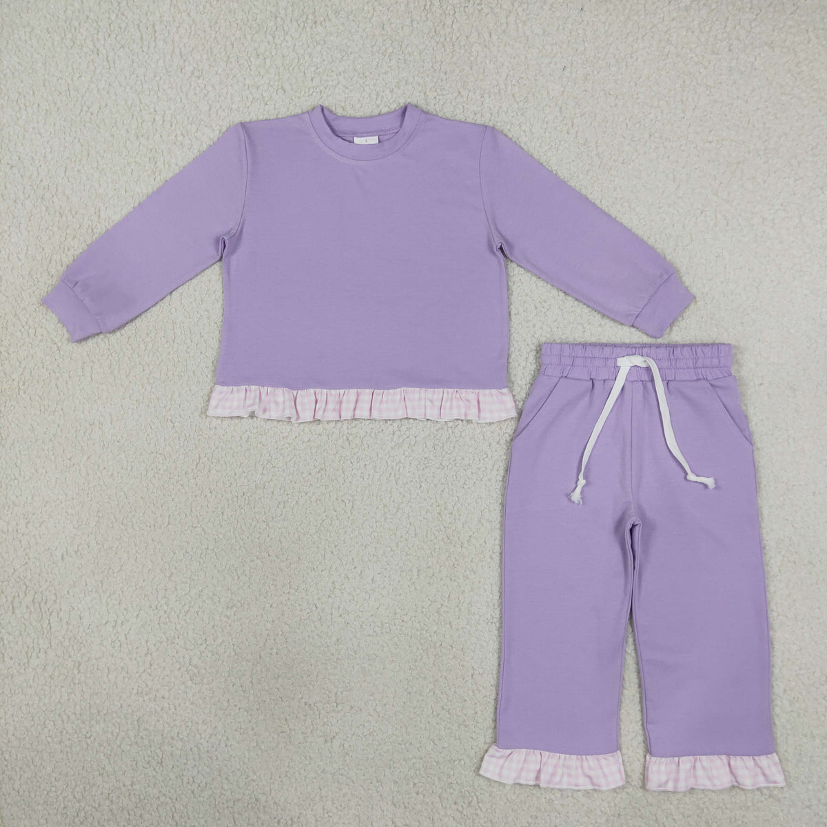 Baby Girls Lavender Long Sleeve Top Ruffle Pant Fall Clothes Set