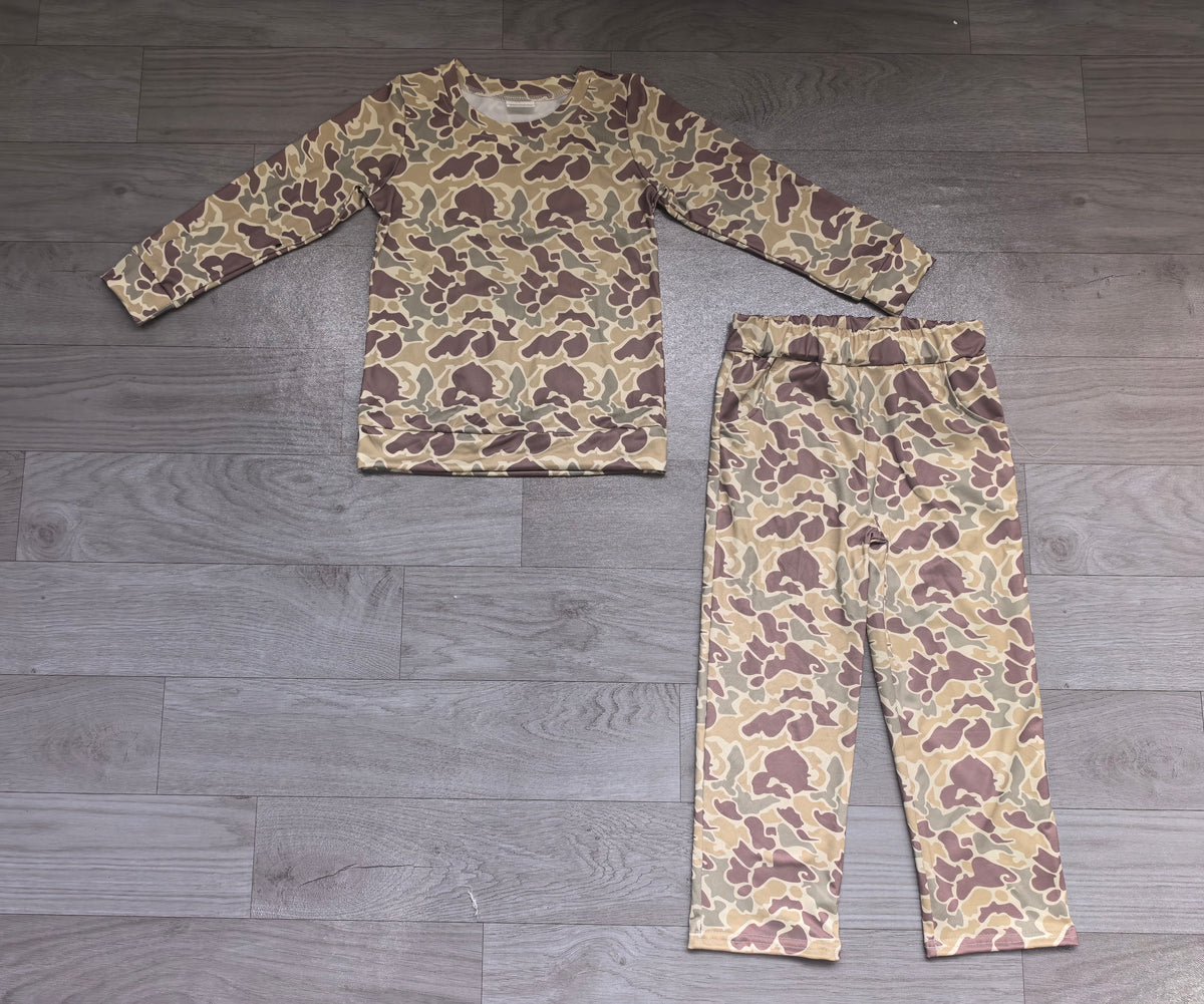 Baby Boys Long Sleeve Khaki Camo Top Pockets Pant Clothes Sets Preorder