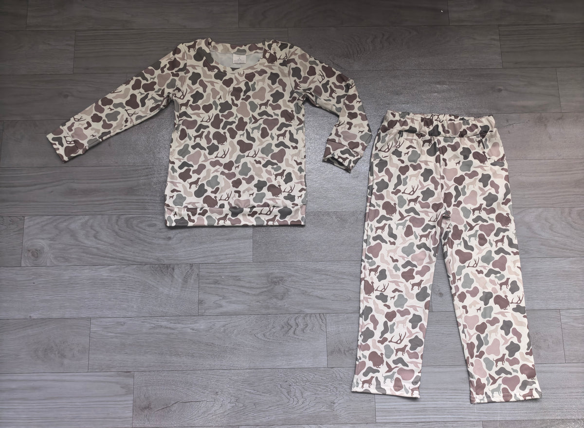 Baby Boys Deer Dogs Ducks Camo Top Pockets Pant Hunting Clothes Sets Preorder