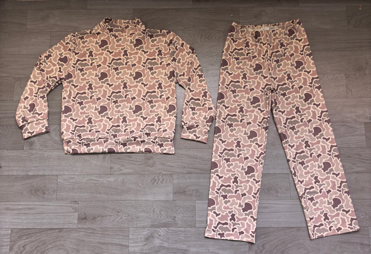 Adult Women Khaki Camo Choker Top Flare Pant Clothes Sets Preorder