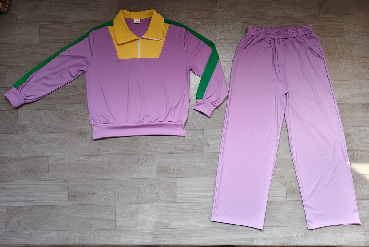 Adult Women Zip Pullover Pockets Pant Mardigras Yoga Active Clothes Set Preorder