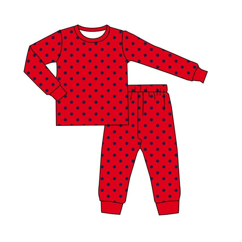 Baby Girls Red Polka Dots Shirts Top Pants Pajamas Set Preorder
