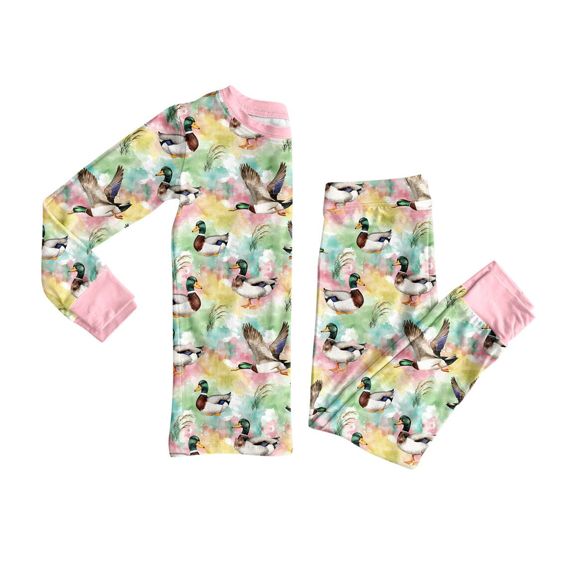 Baby Boys Flowers Ducks Top Pant Hunting Pajamas Sets Preorder