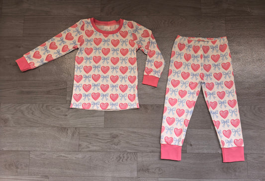 Baby Girls Flowers Bows Hearts Top Pant Valentines Pajamas Set Preorder