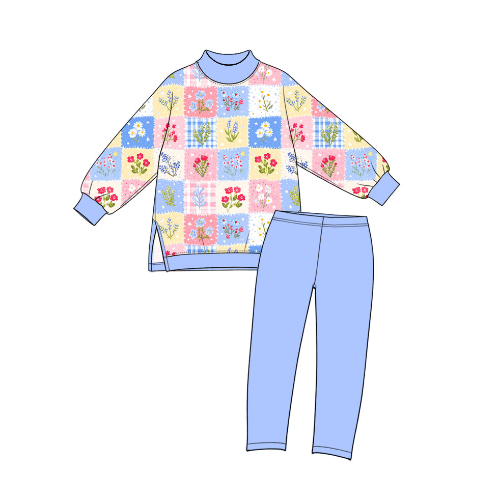 Preorder moq 5 Baby Girls Flowers Colorful Choker Top Leggings Yoga Active Clothes Sets